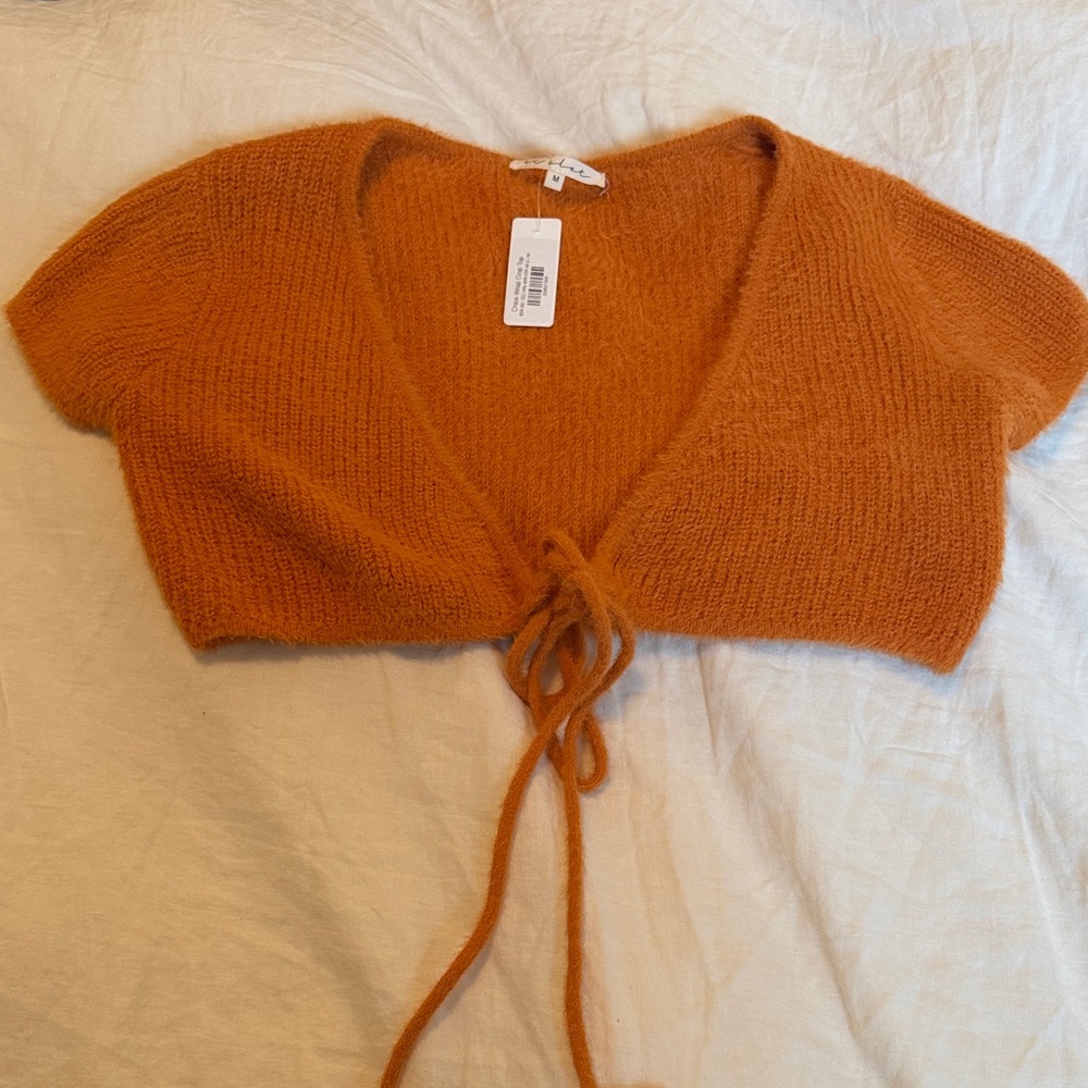 Cozy Orange V-Neck Knit Top